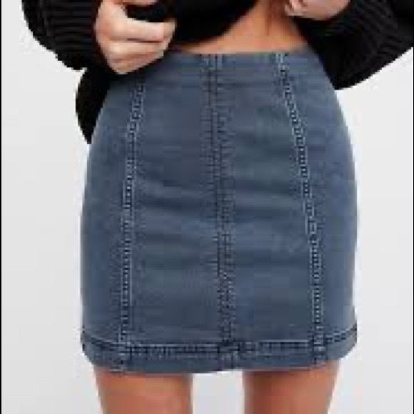Free People Modern Femme Denim Mini Skirt in black - Picture 1 of 9